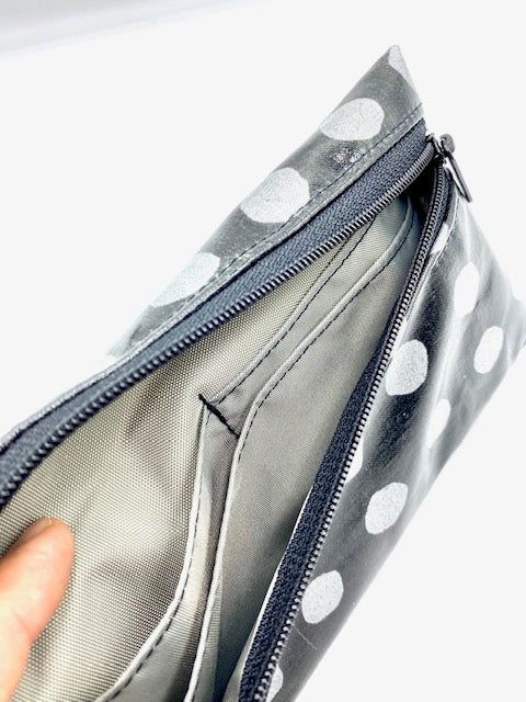 Large Wristlet in Silver Spots Leopard
