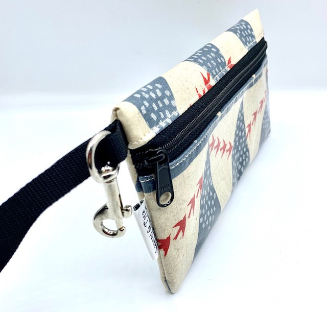Large Wristlet in Birds in Flight gray