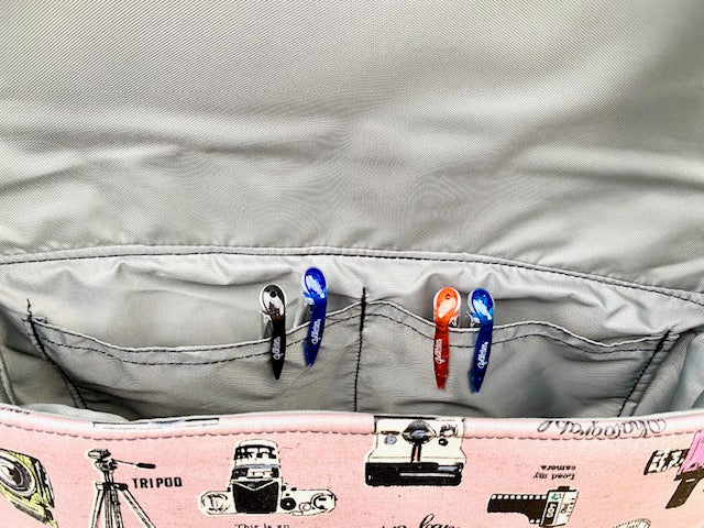 Short Messenger Bag in Vintage Cameras Pink