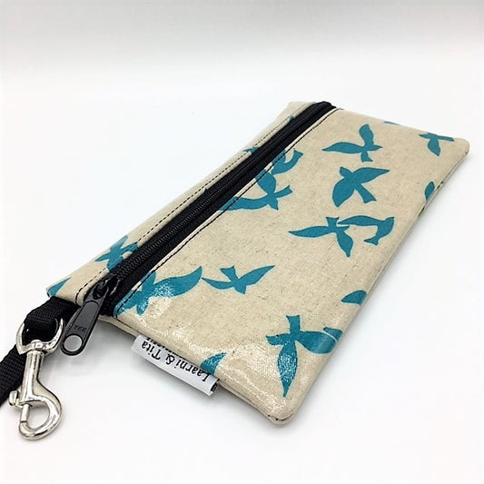 Large Wristlet in School of Blue Birds