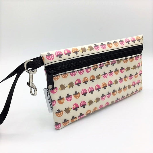 Large Wristlet in Mushroom and Hedgehog