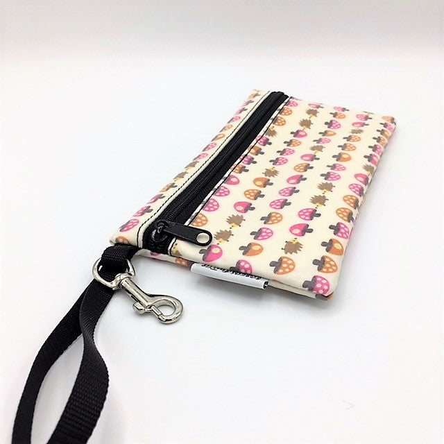 Large Wristlet in Mushroom and Hedgehog