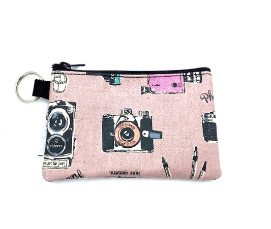 Coin Purse in Vintage Cameras Pink