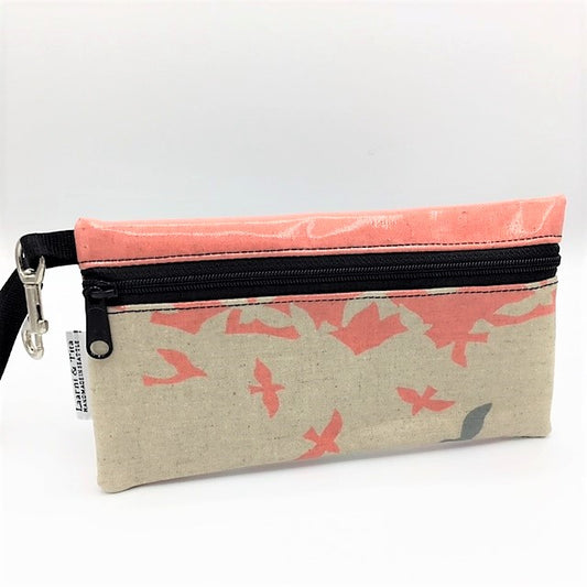 Large Wristlet in School of Pink Birds