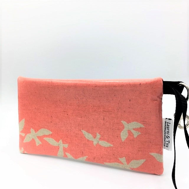 Large Wristlet in School of Pink Birds