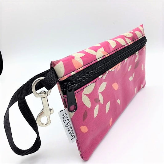 Large Wristlet in Pink Foliage