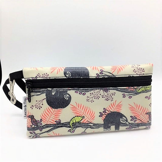 Large Wristlet in Sloth Print