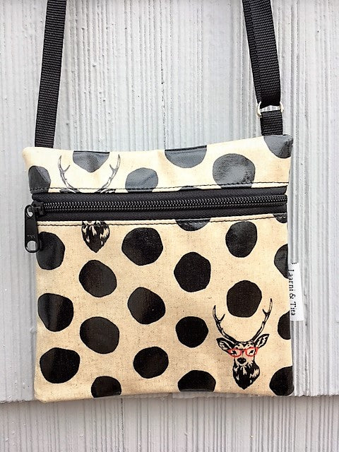 Small Travel Purse in Cream Deer with Glasses