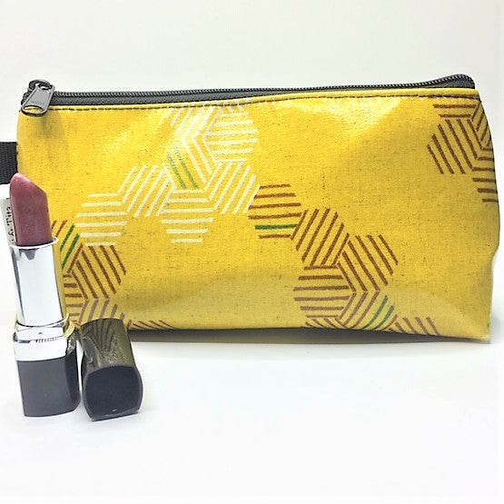 Medium Makeup Bag in Yellow Hexagons