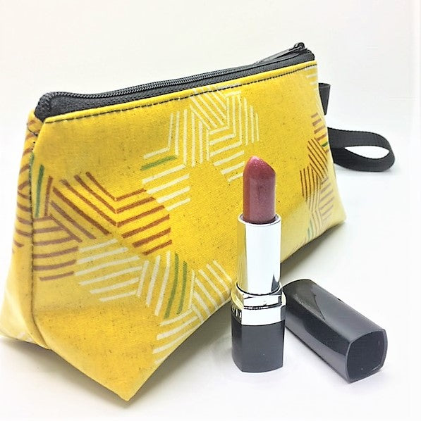 Medium Makeup Bag in Yellow Hexagons